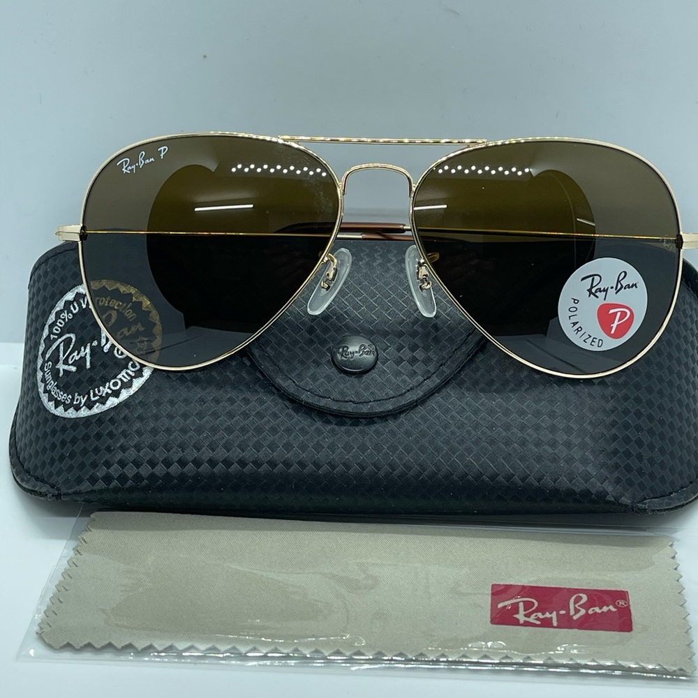 New Rayban Aviator Polarized 3025 Gold/Brown Polar - Picture 9 of 10